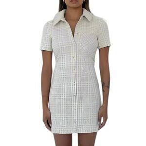 Rumored 'Notting Hill' Beige Glen Plaid Mini Dress 10 New with Tag